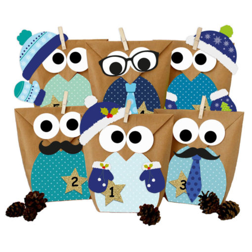 Adventskalender Eulen - Blau plus