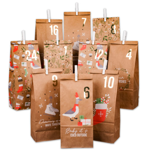 Adventskalender - bedruckte Tüten Christmas