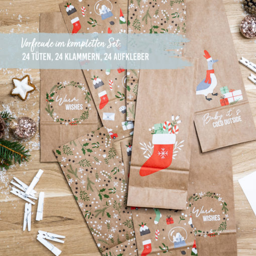 Adventskalender - bedruckte Tüten Christmas – Bild 2