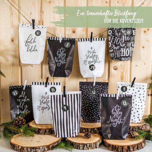 Adventskalender - weiss mit schwarzem Druck – Bild 2