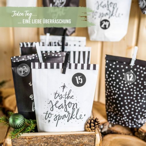Adventskalender - weiss mit schwarzem Druck – Bild 3