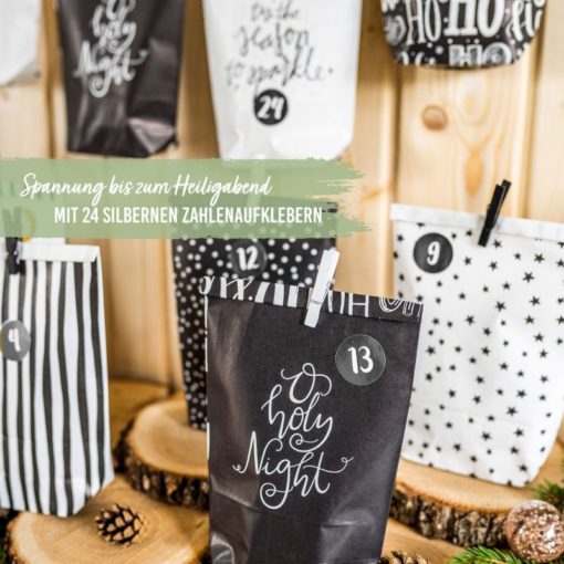 Adventskalender - weiss mit schwarzem Druck – Bild 4