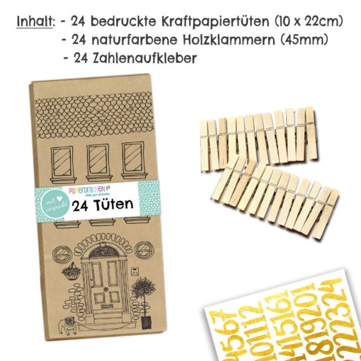 Adventskalender Tüten - Häuser zum ausmalen – Bild 2